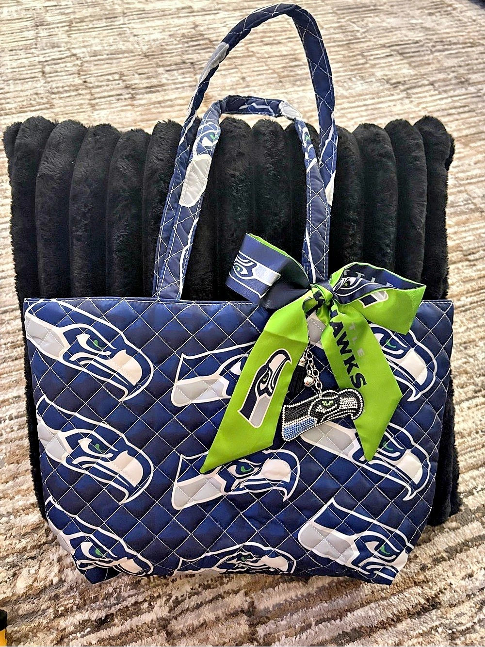 Seattle Seahawks Quilted Tote in Blue & Green